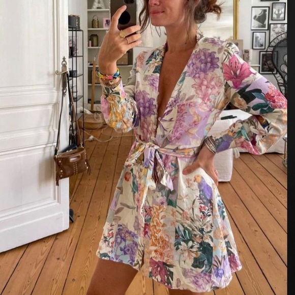 LAST ONE! 🎉 GORGEOUS ZARA NWT Linen Floral Print Mini Dress BLOGGERS FAVORITE! - Picture 12 of 16
